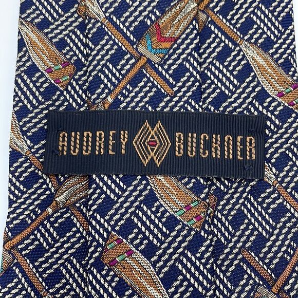 Boat oar 100% silk Audrey Buckner necktie - Picture 4 of 5